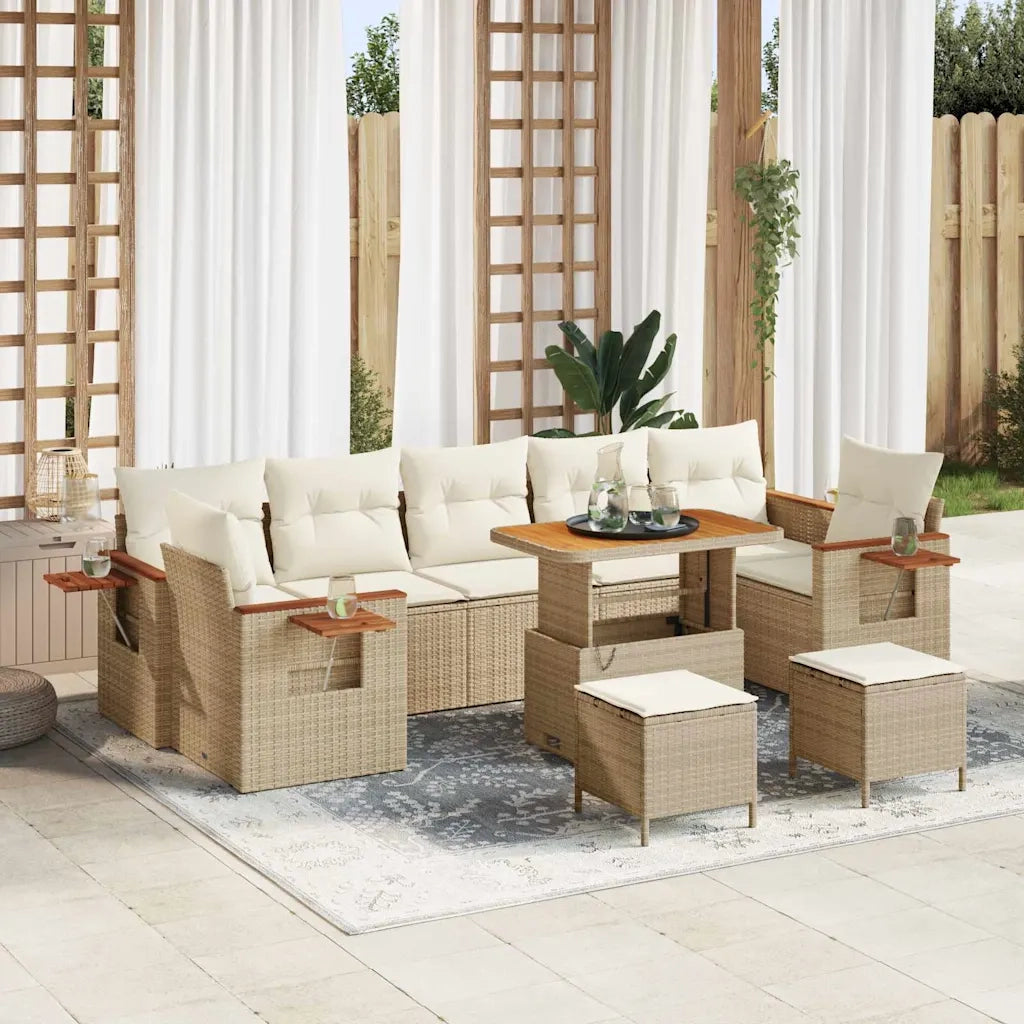 Set Divano da Giardino 13 pcs Beige e Crema polyrattan 3365111