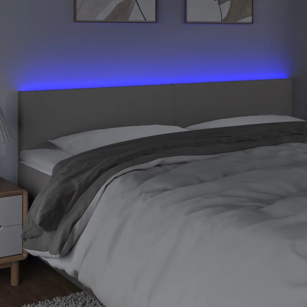 Testiera a LED-Testata con LED Grigio 200x5x78/88 cm in Similpelle 939717