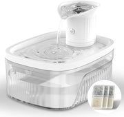 Fonte di acqua per gatti 2,5L, batteria 2200mAh, fonte di acqua per gatti wireless con sensore di movimento, pompa silenziosa, 2 modalità, 3 filtri per gatti e cani
