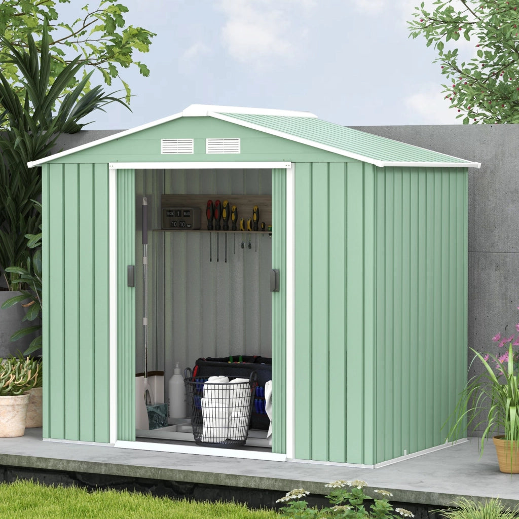 CASA DA GIARDINO con porte scorrevoli 213x130x185 cm Acciaio Verde