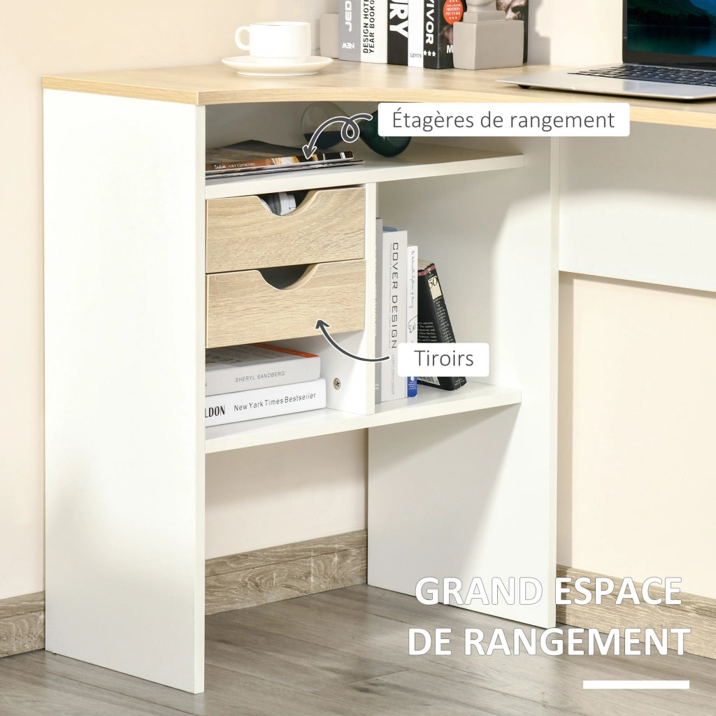 Scrivania angolare con cassetti ¨C zephmum ¨C quercia chiara 120x60x75