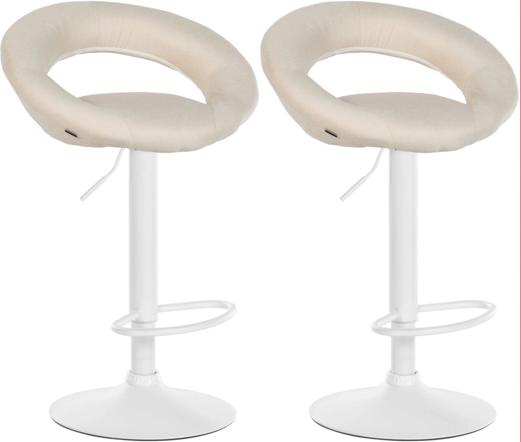 2er Set Barhocker Olinda Stoff weiЯ