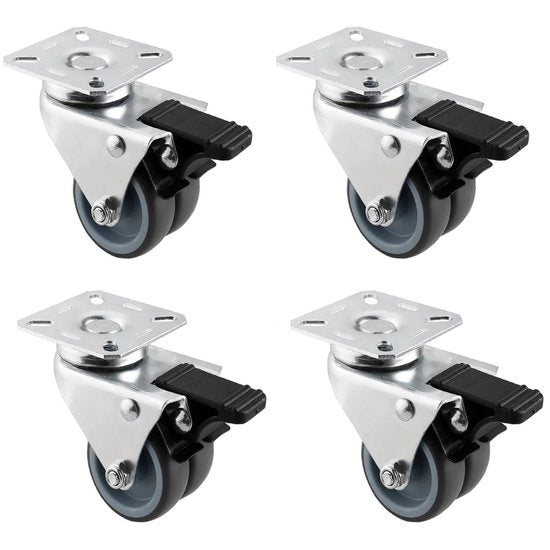 Quattro ruote pianto 50mm, ruote pianto con freno, ruote per carico pesante, ruote per trasporto, ruote per mobili, ruote per ombrellone con freno, doppie ruote 200KG