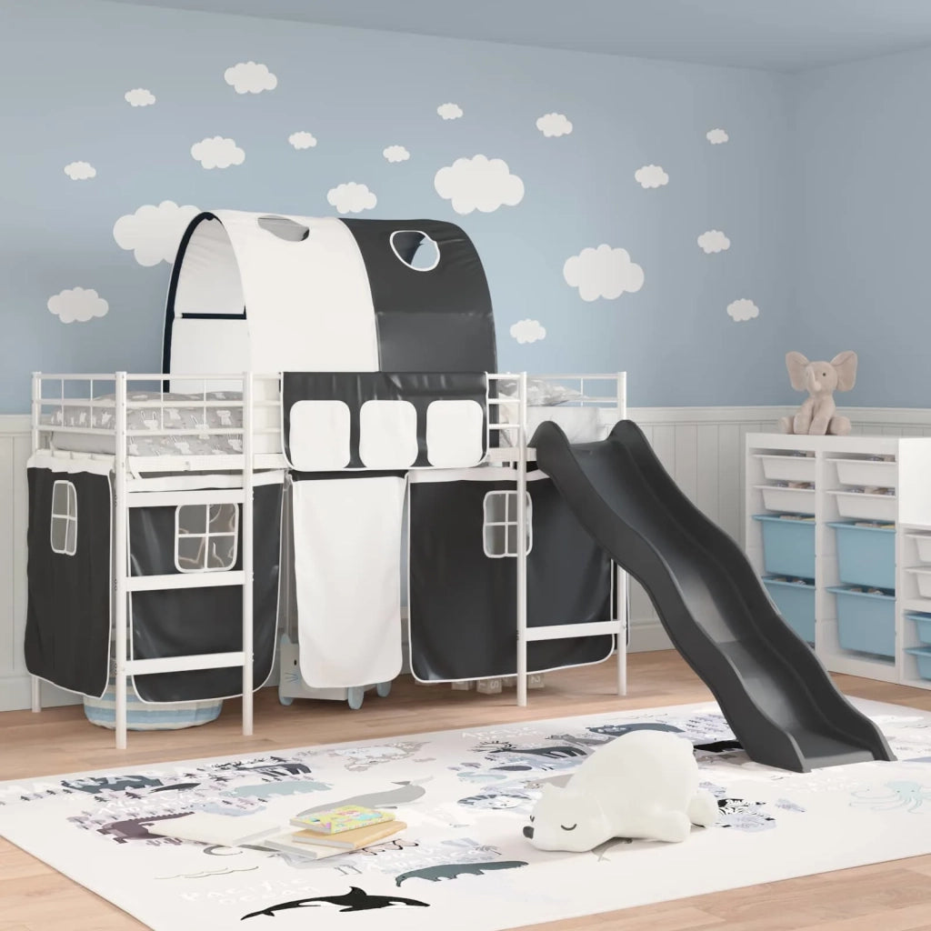 Struttura del letto loft per bambini-Giroletto per bambini Bianco e Nero 75 x 190 cm 552591