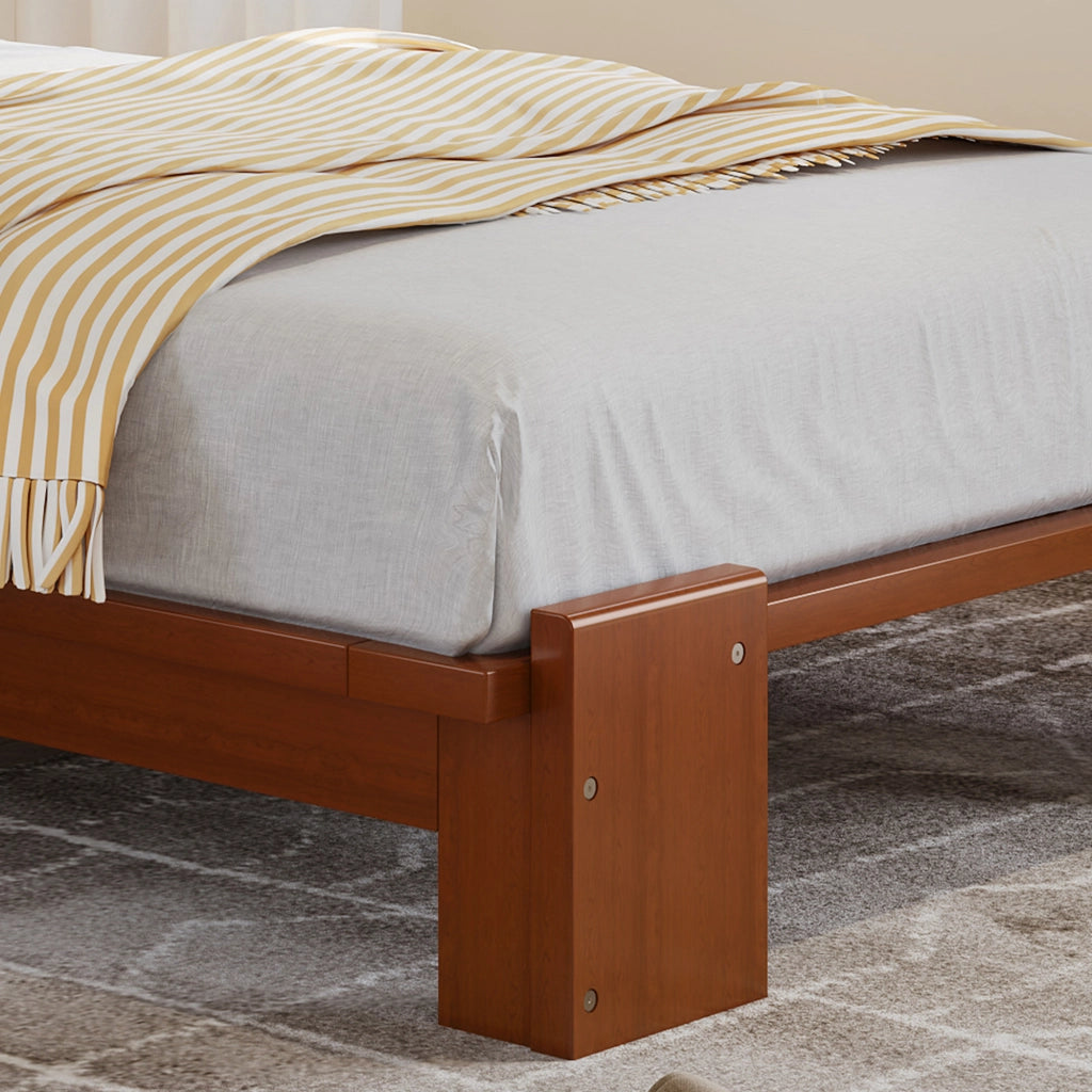 OKWISH Letto Bambino 90×200 cm, Letto Singolo con Schienale Imbottito con Chiusura a Strappo e Piedi Larghi, senza Materasso, Marrone