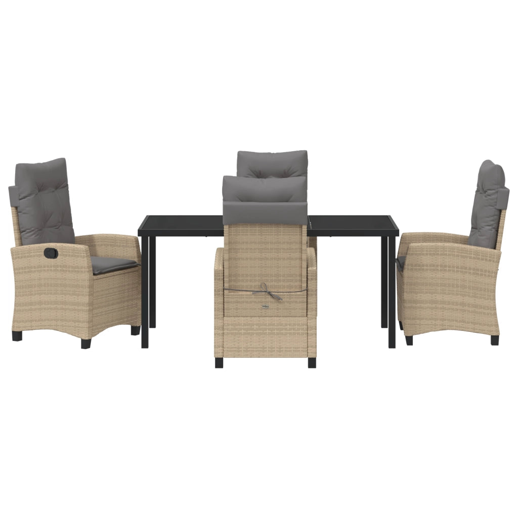 Set da pranzo da giardino 5 Pezzi con Cuscini Beige Polyrattan