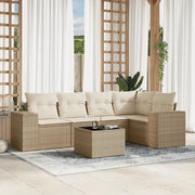 Set Divano da Giardino 6 pz con Cuscini Beige in Polyrattan 3222537