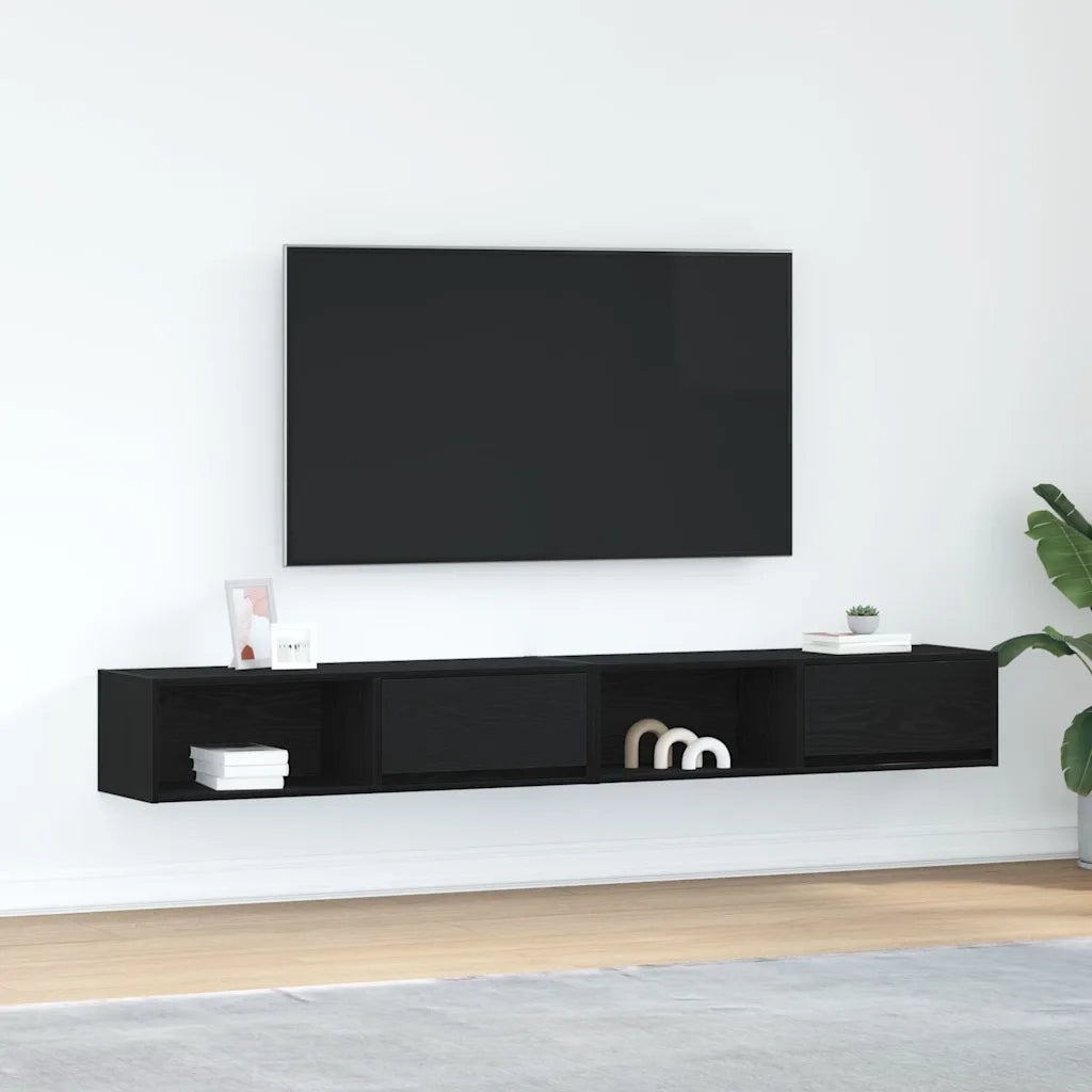 Mobili TV 2 pz Rovere Nero 100x31x25,5 cm in Legno Multistrato