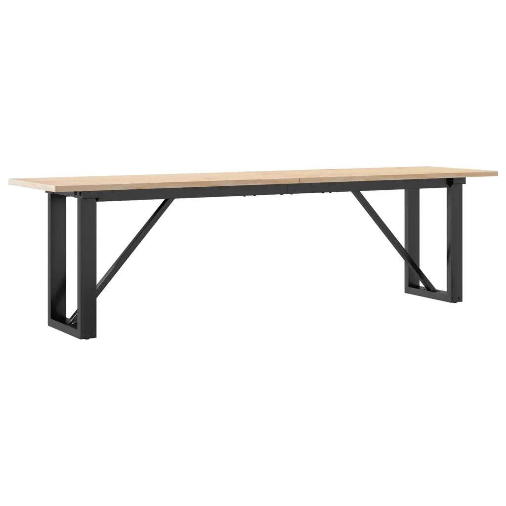 Tavolino Salotto Telaio a O-Tavolino da soggiorno 160x40x45cm Legno Pino e Acciaio