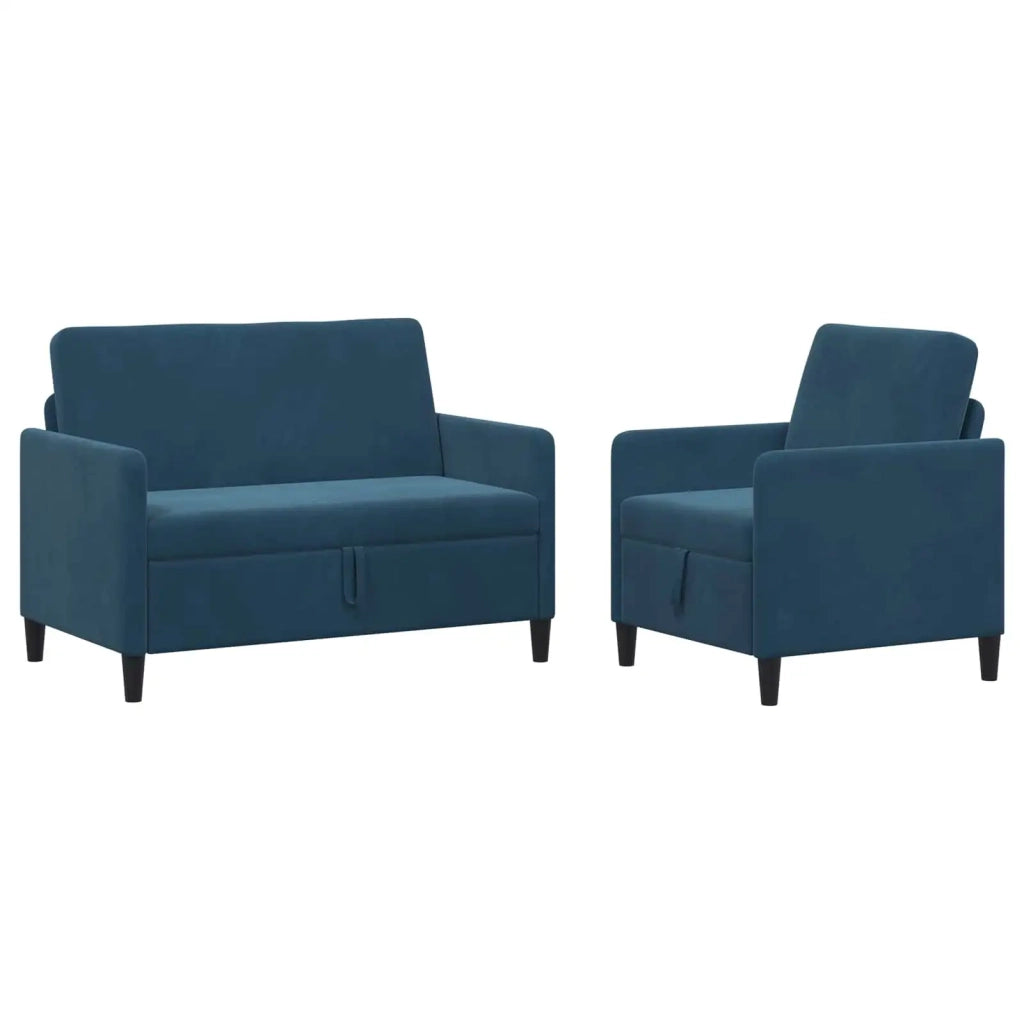 Set di Divani con Storage 2 pz Blu Poliestere 3429171