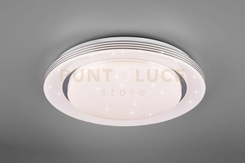 ATRIA PLAFONIERA LED 22,5W 3700lm, 3000 - 6000K CON TELECOMANDO MULTIFUNZIONE CON DIFFUSORE EFFETTO CIELO STELLATO D.58CM DIMMERABILE
