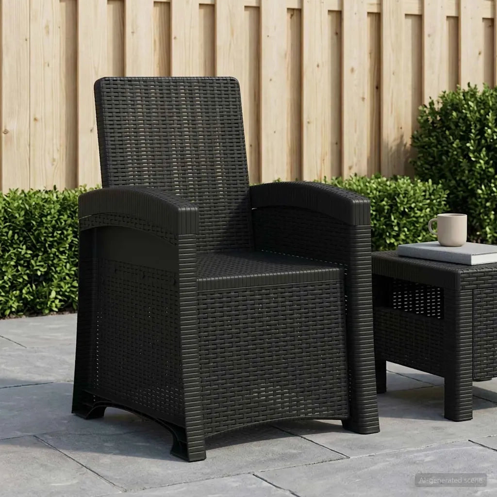 Sedia da giardino reclinabile effetto rattan Antracite PP 8011992