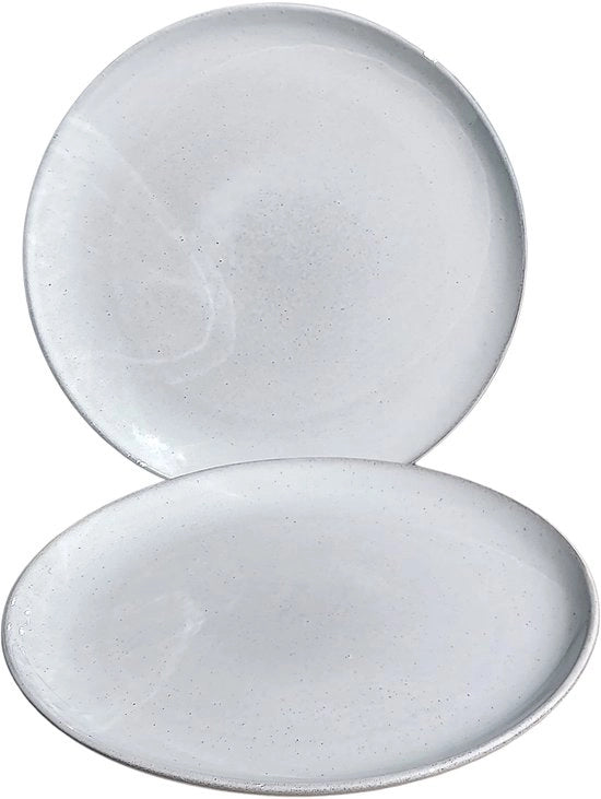 2 x Piatti da Cenare in Ceramica elegante, grandi piatti piatti Ø28 cm, Piatti da Cenare, resistenti a lavastoviglie e microonde, Colore: bianco sporco