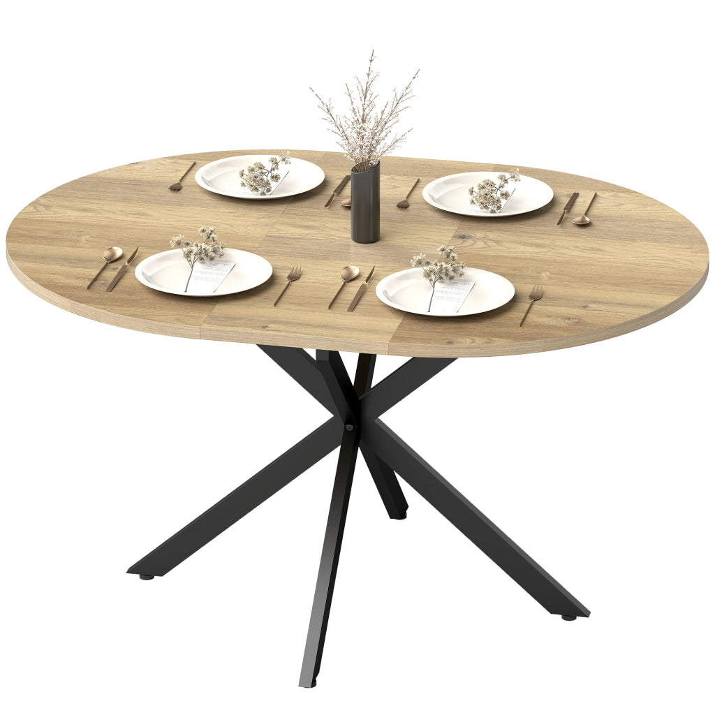 Tavolo da pranzo ovale allungabile per 4-6 persone ¨C Minimal ¨C effetto legno naturale 100-135 cm