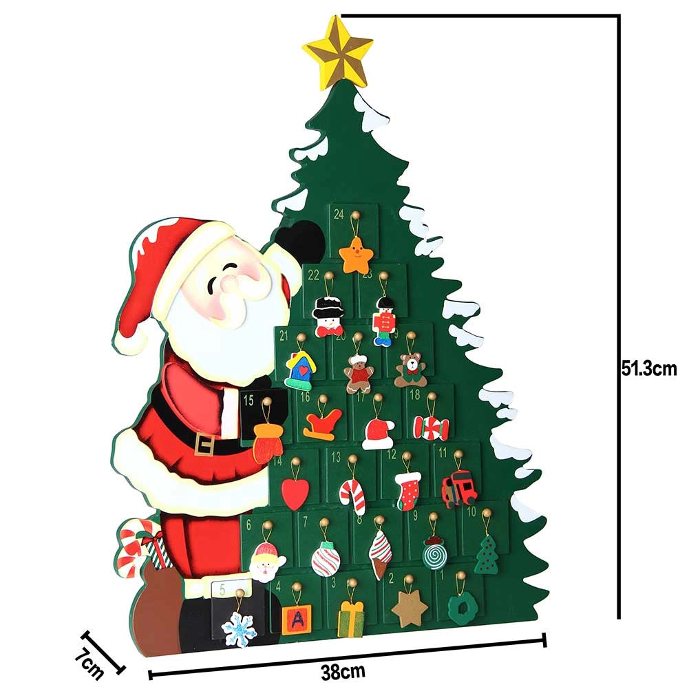 Calendario Avvento Natale Alberello Legno 24 Cassetti Decorazioni Natalizie