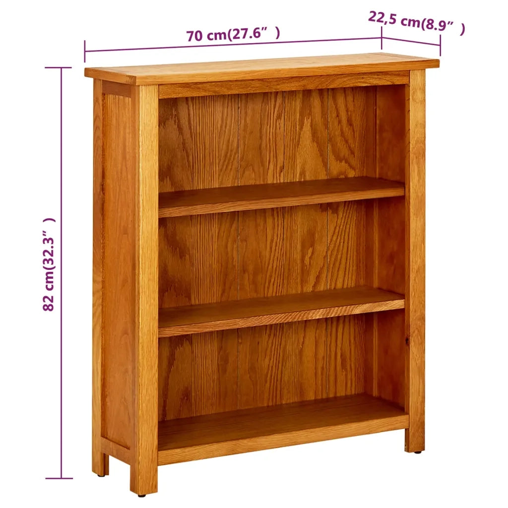 Libreria a 3 Ripiani 70x22,5x82 cm in Massello di Rovere 244468