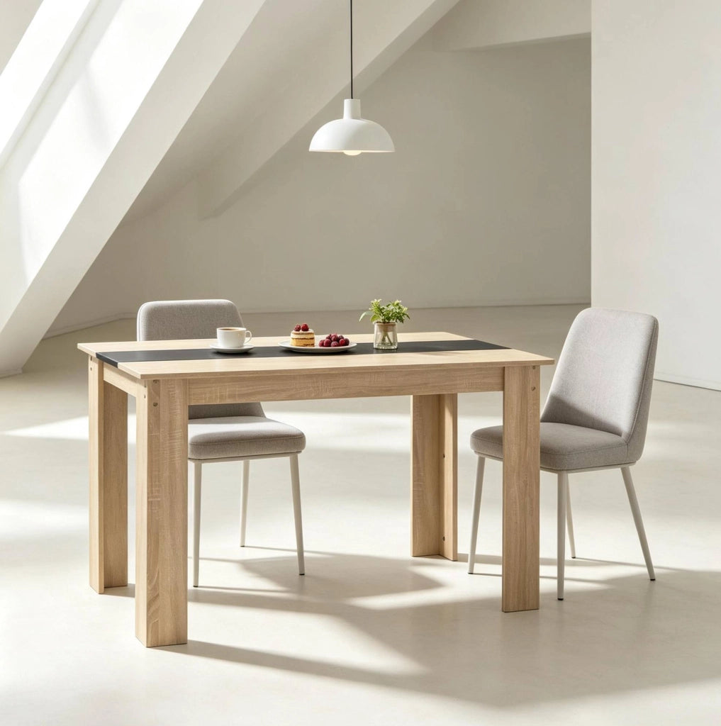 Tavolo da pranzo 120x69 cm in rovere e nero per 4-6 persone