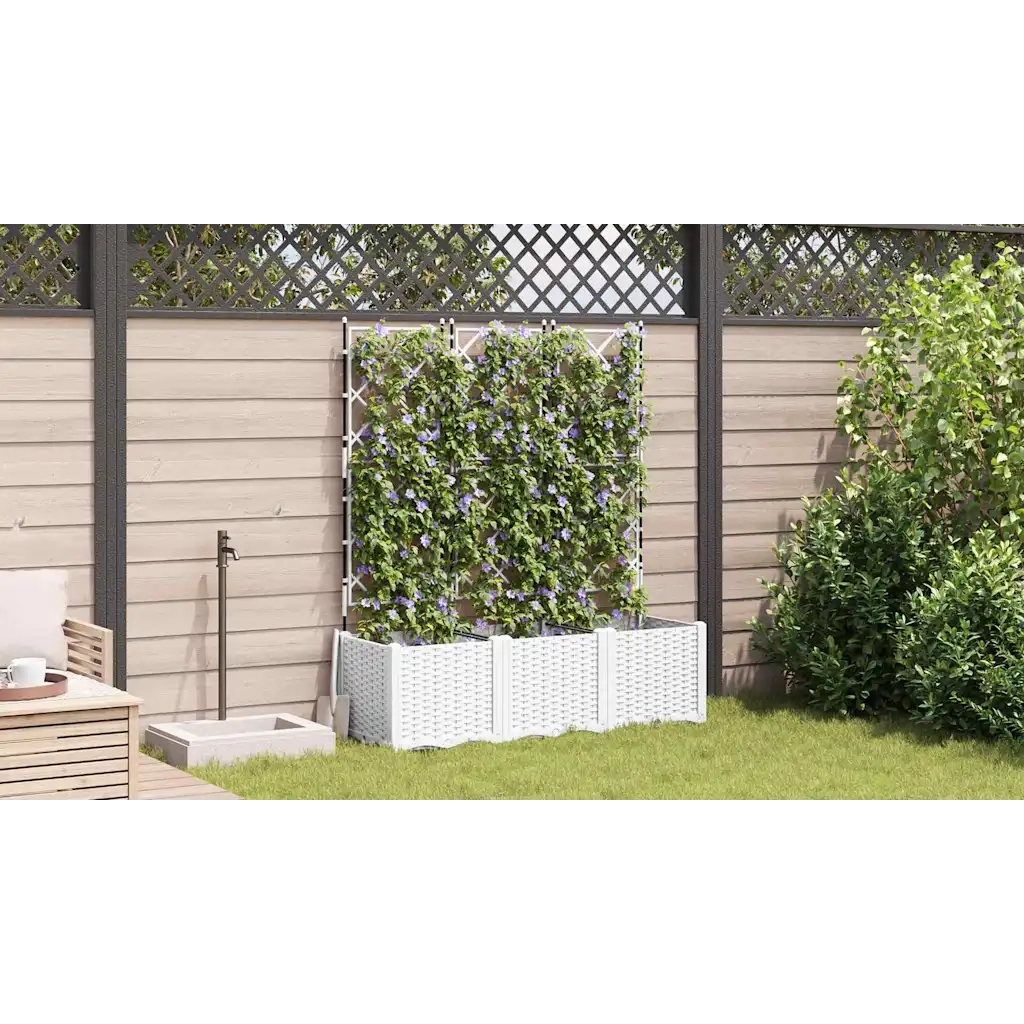 Fioriere | Cassetta per fiori | Vaso da giardino 3 pz Bianco 120 x 40 x 143 cm Plastica