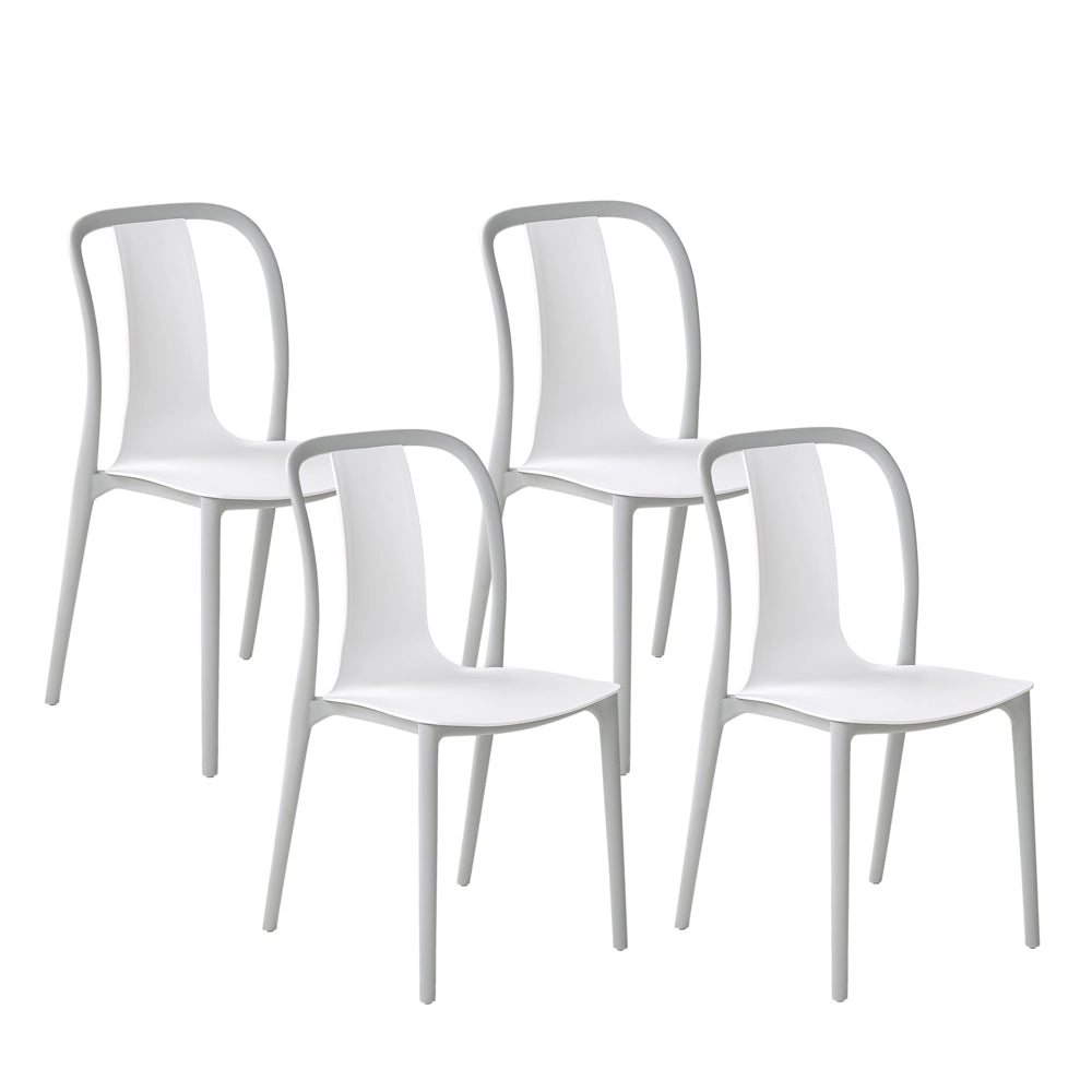 Set di 4 Sedie materiale sintetico da Esterno in Colore Bianco e Grigio giardino patio terrazzo