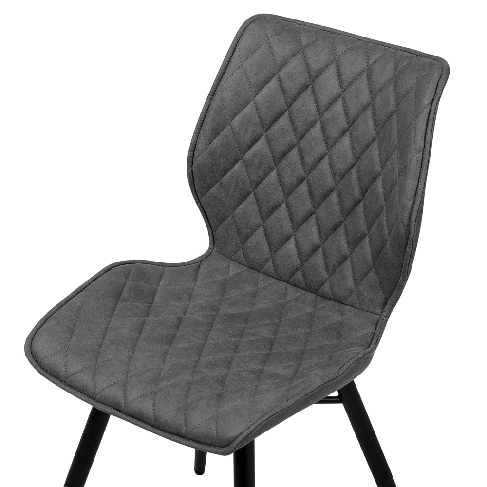 Set di 2 sedie da pranzo con rivestimento in tessuto grigio e gambe in metallo nero stile retrò rustico