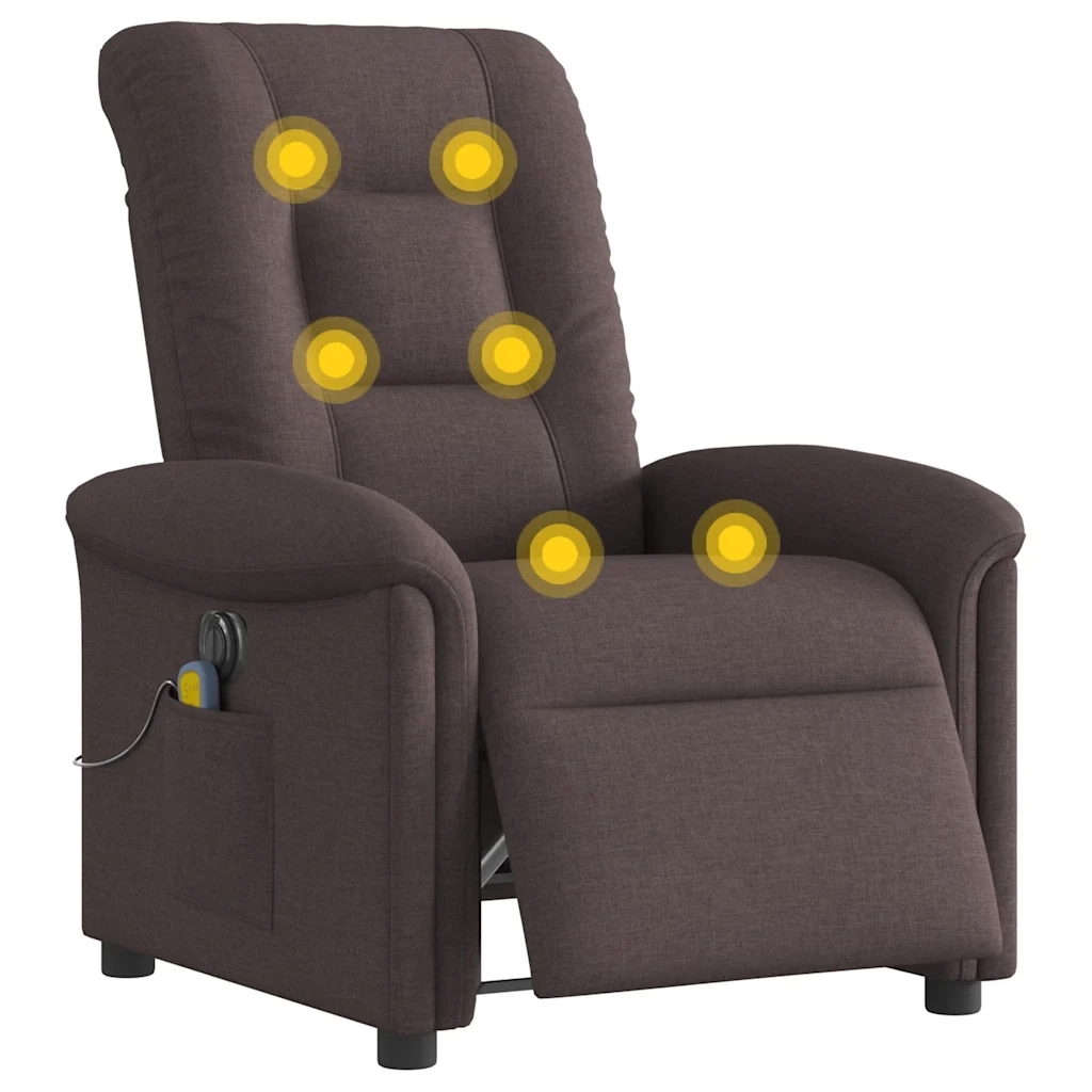 Divano Sedia-Poltrona Massaggio Reclinabile Elettrica Marrone Scuro Tessuto 613023