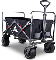 Carrello trasportabile all-terrain - pneumatici tutti terreni - carrello pieghevole - carrello da spiaggia - carico massimo 120 kg - colore nero/grigio