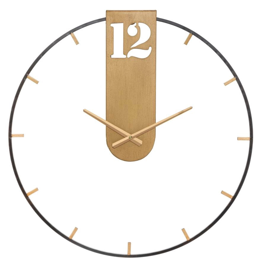 Orologio da Muro Oroy Ø60x4,5 cm in Ferro Oro e Nero