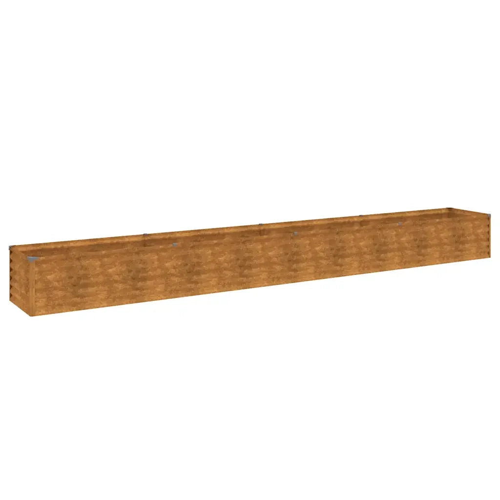 Fioriera rialzata da giardino 386 x 50 x 36 cm resistente ed esteticamente gradevole realizzata in acciaio corten arrugginito 02_0046128