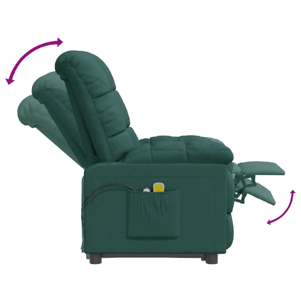 Poltrona Massaggiante Elettrica Verde Scuro in Tessuto 3073764