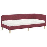 Letto singolo | Letto per adulti | Cornice del letto ad angolo Rosso Vino 100 x 200 cm Tessuto