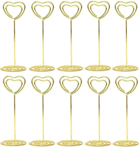 Clip per foto - sostenitore di foto con pinza - clip per foto - 10 pezzi - cartellino - supporto per carta da tavolo - nome sulla porta - per ufficio/ matrimoni/feste/decorazione domestica - oro