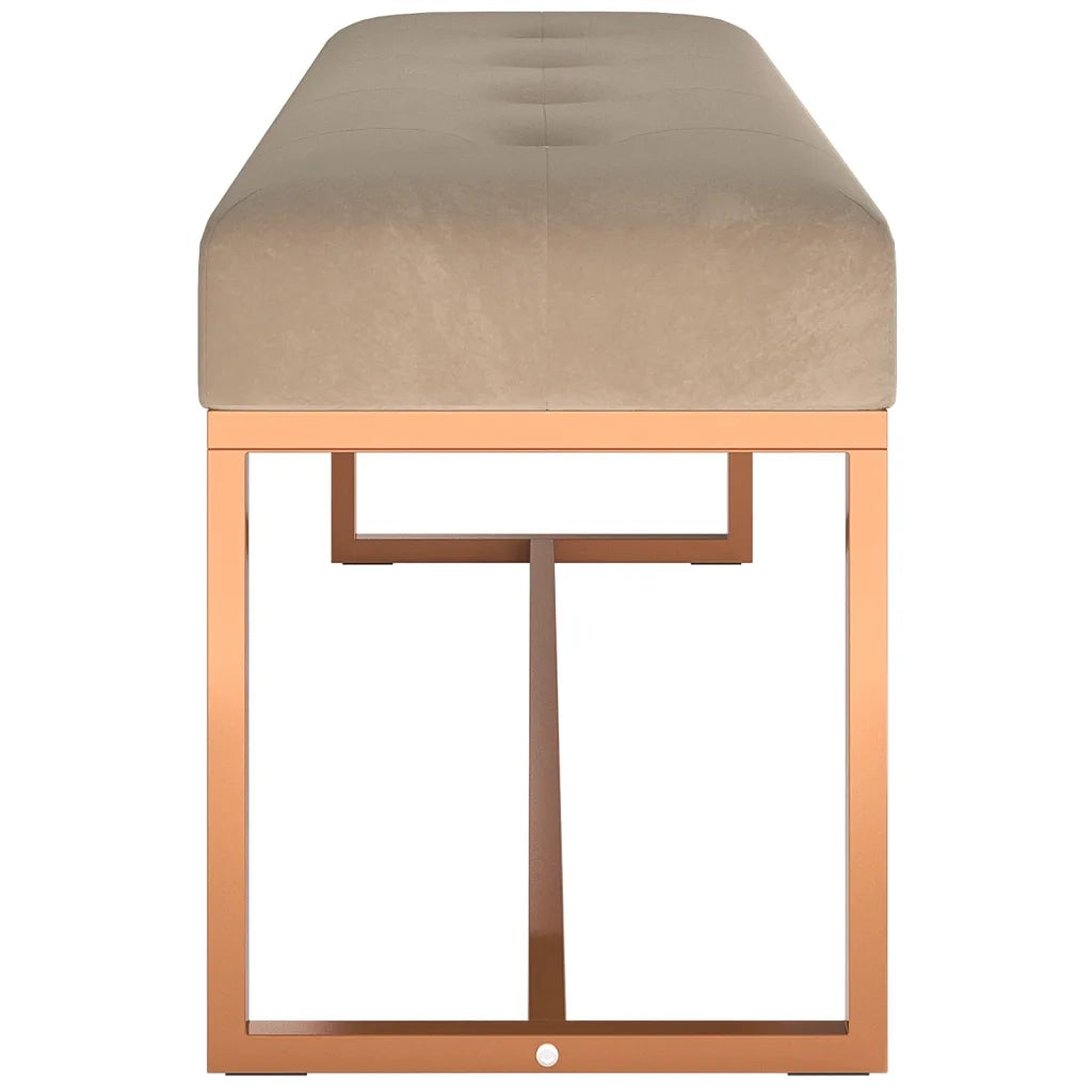 Panca Beige 110x36x45 cm in Velluto 350604