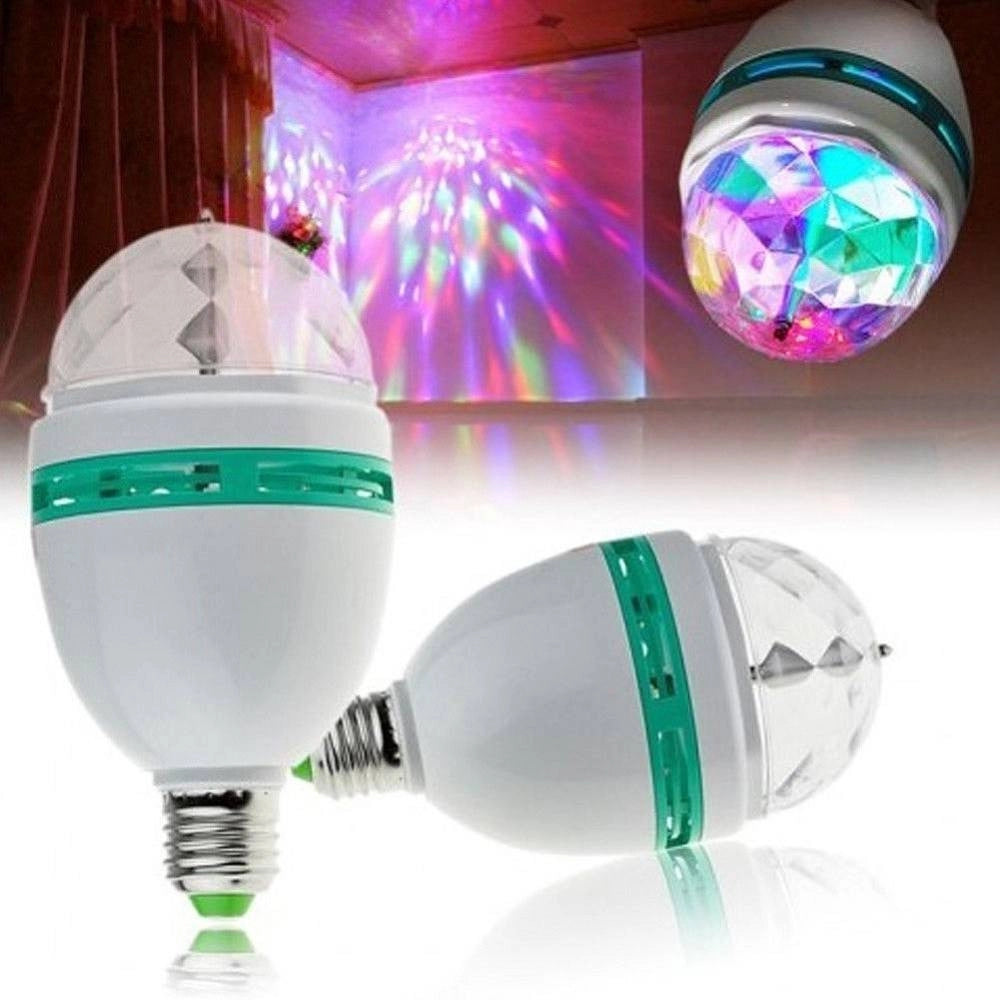 Trade Shop - Lampada Lampadina Rotante Rgb E27 Effetti Luce Led Luci Discoteca Natale Feste -