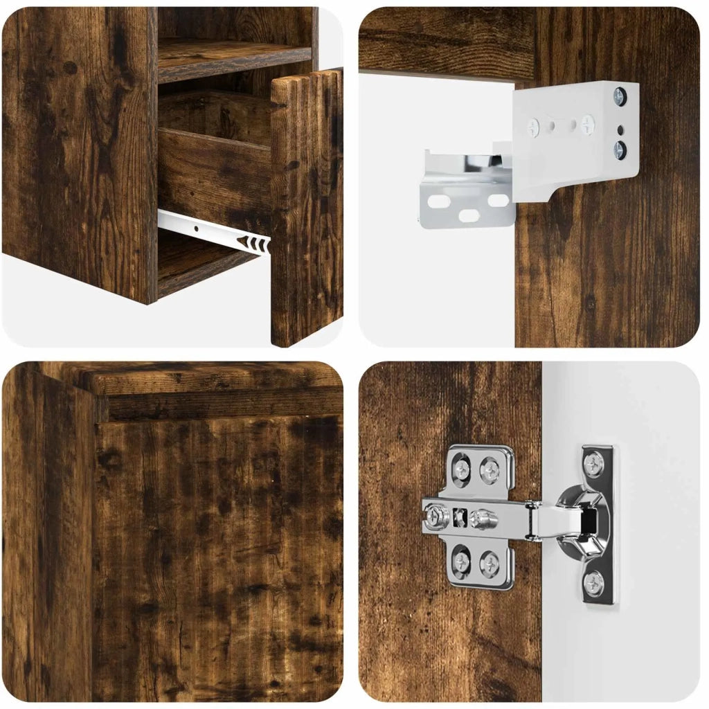 Set di Armadi da Bagno 3 pz Rovere Fumo 49,5 x 35 x 63 cm 3405622