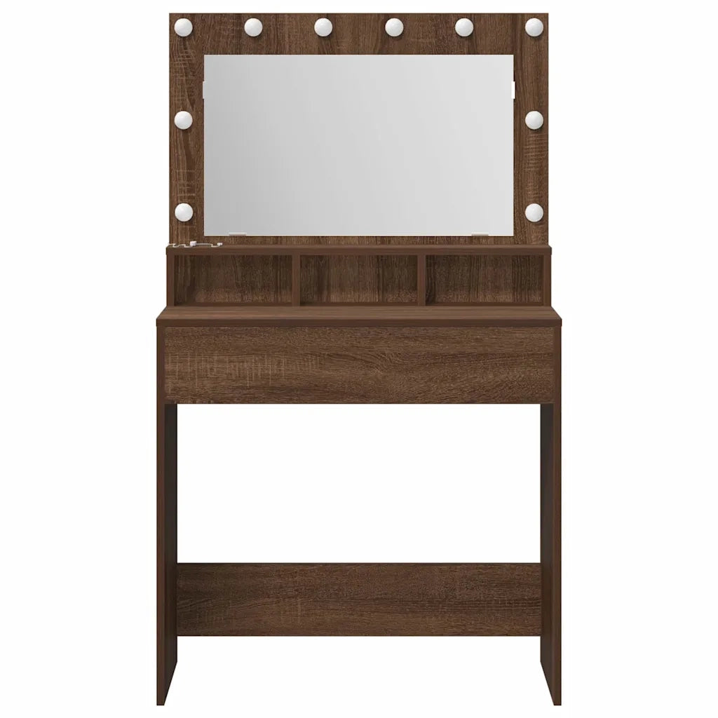 Tavolo da Trucco con specchio Rovere Marrone 75,5 x 41 x 135 cm 865115