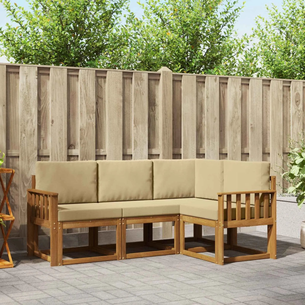Set di divani da esterno con cuscino 4 pcs Naturale e Beige