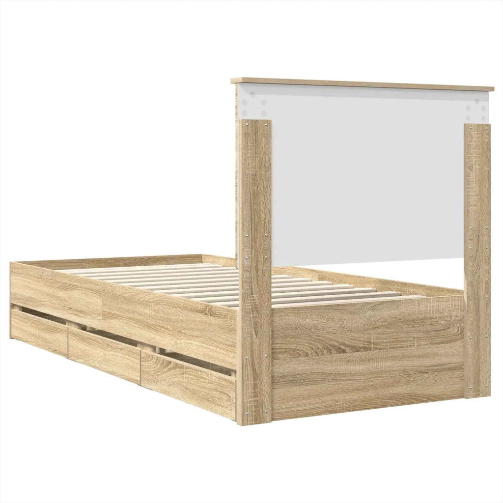 Struttura del letto con cassetto Rovere Sonoma 90 x 190 cm 3409498