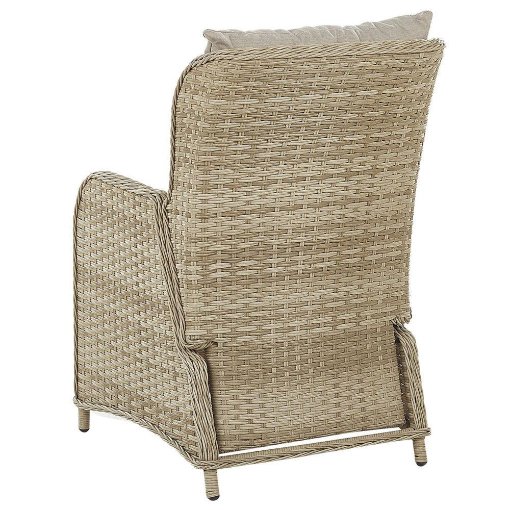 Set da esterno 2 cuscini beige con struttura alluminio rattan sintetico e poliestere Tavolo vetro temperato ripiano reclinabile tradizionale