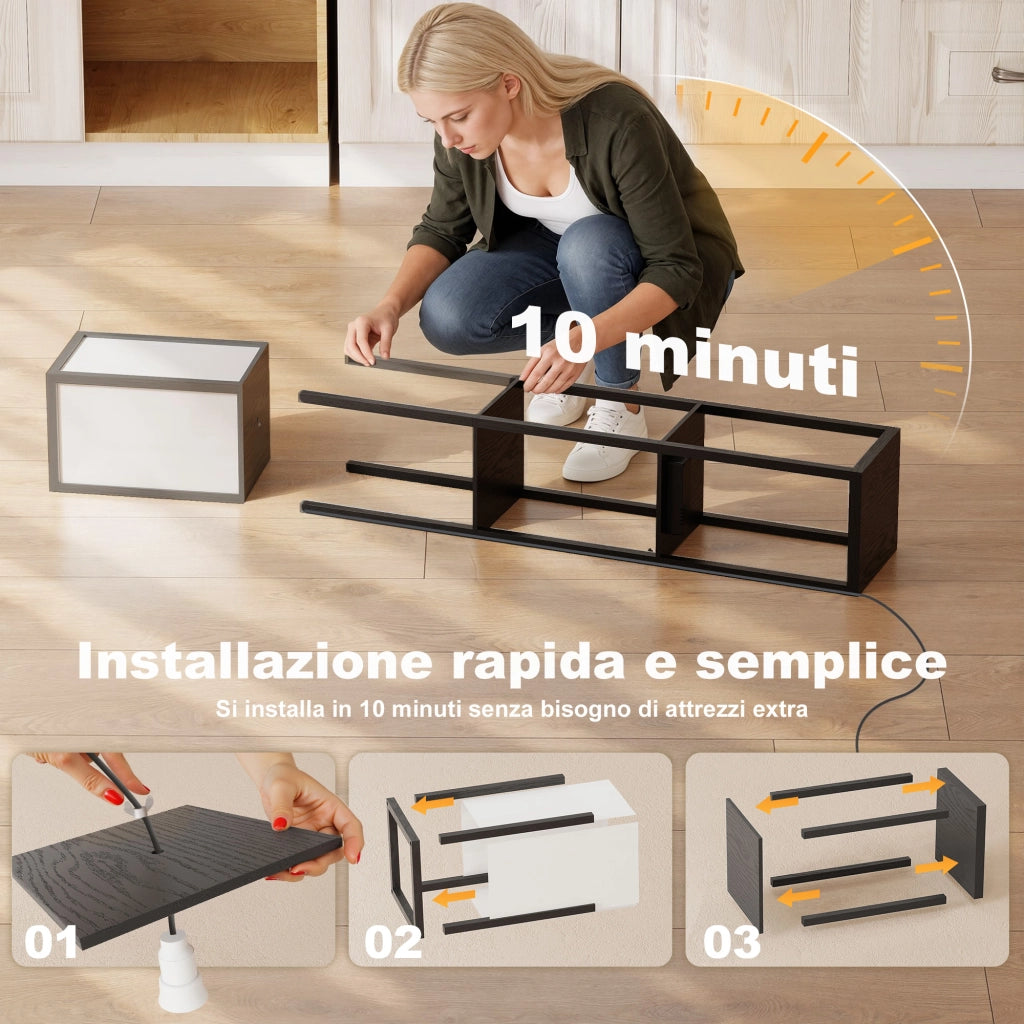 Lampada da Terra con Ripiani, Luce Regolabile, Interruttore a Pedale e Porte USB, Nero
