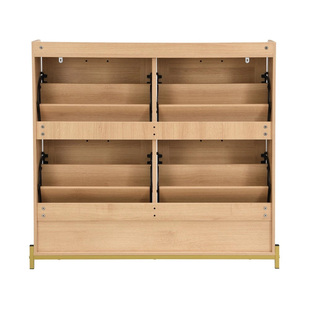 Scarpiera in Legno con Ante in Rattan e Ripiani ¨C MINIMAL ¨C 4 Ante, Metallo