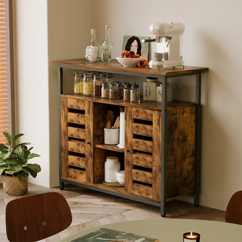 Credenza/Credenza con ripiani aperti, Marrone, Cucina Loft Retrò