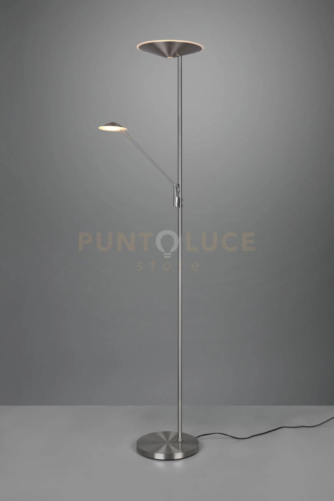 BRANTFORD PIANTANA LED 30W 3500lm- 6,5W 650lm, 2700+3200+4000K METALLO ACCIAIO CON LUCE DA LETTURA CON INTERRUTTORI TOUCH DIMMERABILE H. 180CM