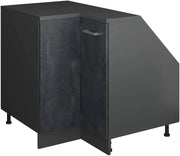 Mobile sottotetto Mobile angolare Rion, Calcestruzzo nero, 75.6 x 81.6 cm con 1 porta, carcassa dell’armadio profondità 60 cm, adatto per il salvaspazio sotto tetti spioventi