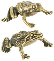 Due miniaturetti di bronzo dorato, figurine di rana, decorazione per ufficio, scultura animale, oggetti di fortuna, miniatura.