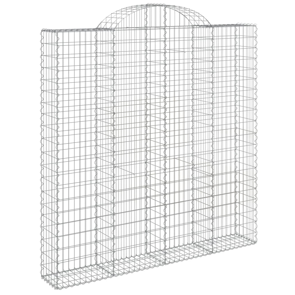Gabbione cesti ad arco muro di contenimento gabbia recinzione 3 pz 200 x 30 x 200/220 cm ferro zincato Argento 02_0040735