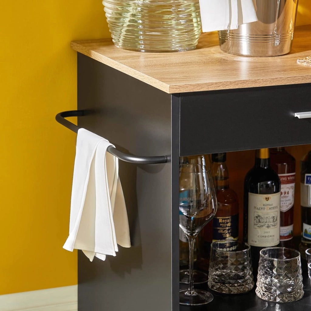 Mobile Cucina Salvaspazio Credenza Cucina Carrello Cucina con Ruote Mobiletto Cucina Dispensa Madia Cucina Mobile Cucina con Ripiani nero 82x46x88 cm FKW113‑SCH