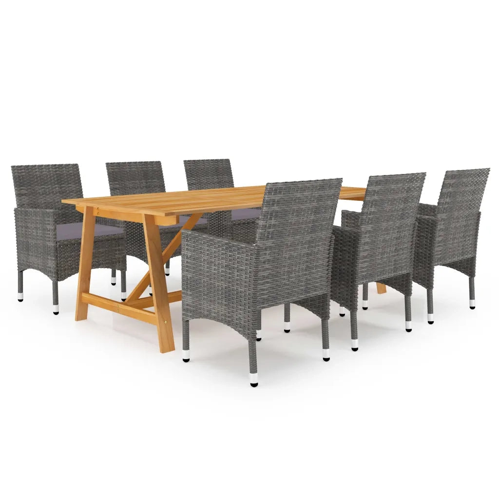 Set Mobili da Pranzo per Giardino 7 pz Grigio cod mxl 43644