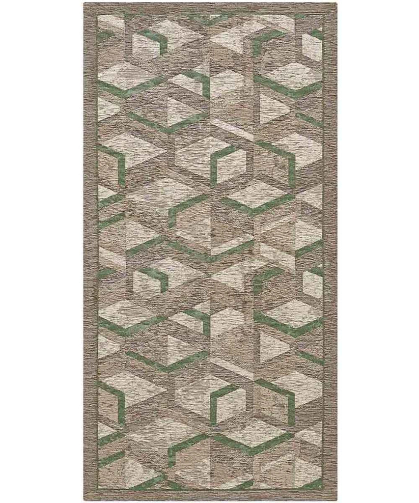 Tappeto HYPNOTIC marrone verde cm.55x115 moderno geometrico multiuso lavabile antiscivolo