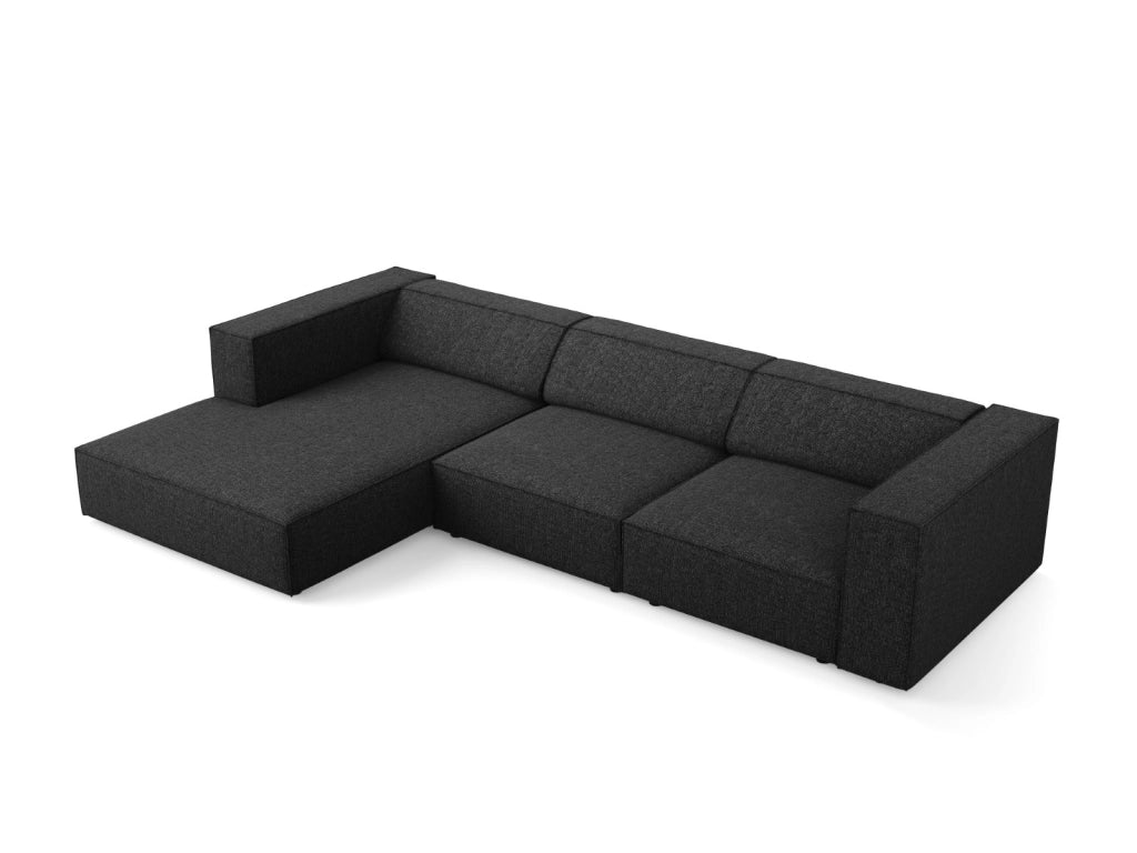 Cosmopolitan Design - Divano angolare sinistro "Arendal" 4 posti in ciniglia nero 