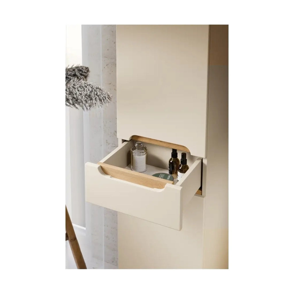Colonna da bagno ERMANO - 2 porte e 1 cassetto - colori cachemire e quercia